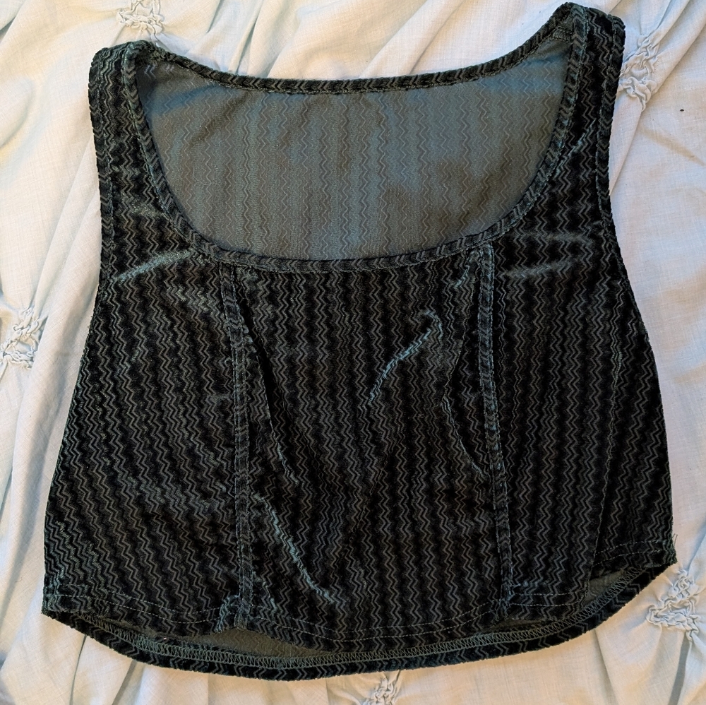Velor emerald green crop top 1X